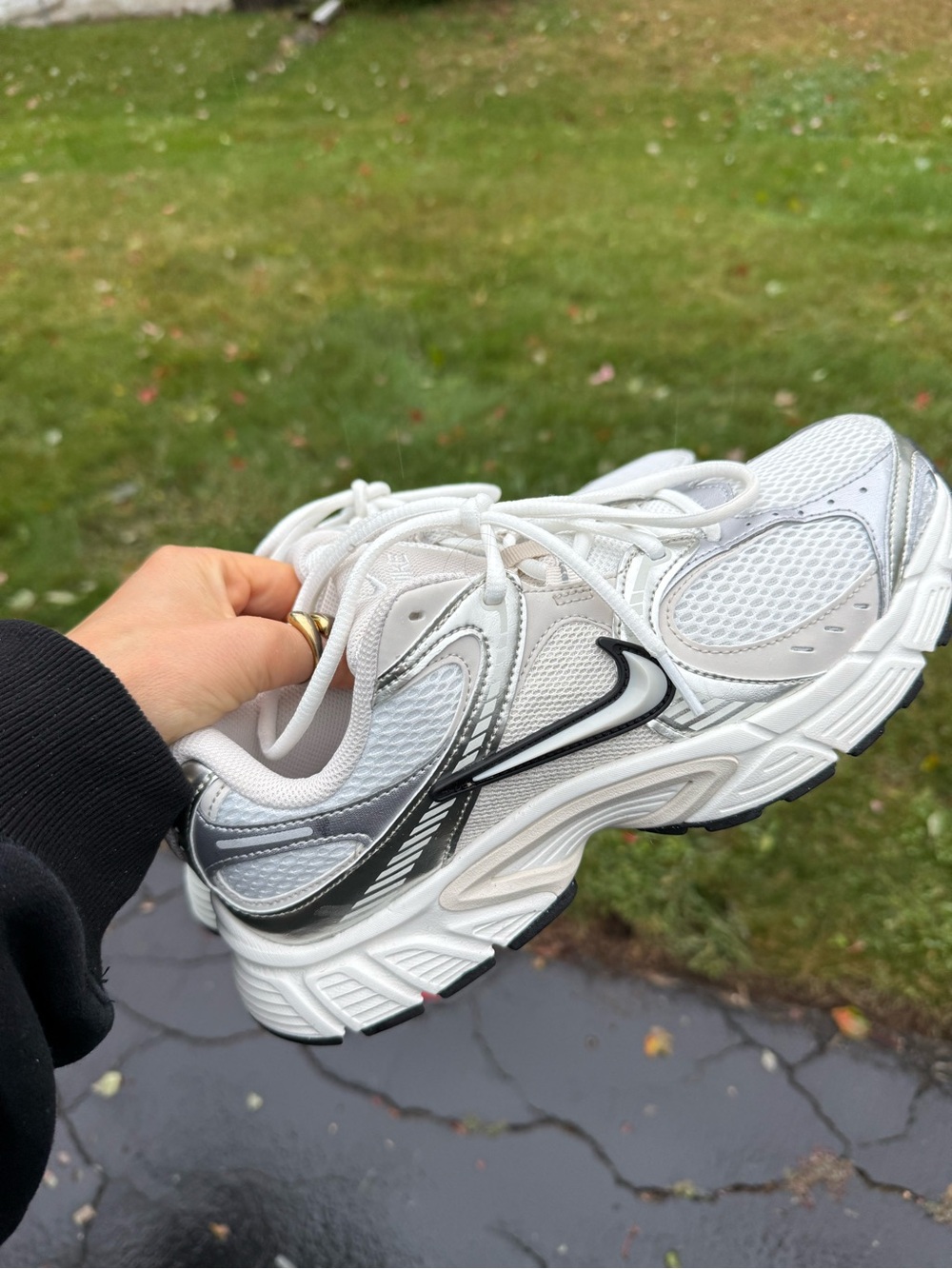 Nike V2K Women's White, Silver & Black Athletic Sneakers